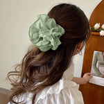 El Regalo 1pc Bohemian Large Flower Hair Claw Clip for Women & Girls - Elegant Multi-Layer Floral Shark Clip, Strong Grip Updo Accessory for Festive, Wedding, Party & Regular Use (Green)