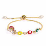 El Regalo Fancy Evil Eye Rainbow Charms Unisex Kids Rakhi for Girls & Boys- Cute Kids Rakhis with Roli Chawal, Message Card in Rakhi Gift Box for Kids/Babies/Toddlers (Rainbow 3 Beads Evil Eye Rakhi)