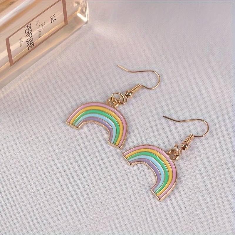 El Regalo 1 Pair Rainbow Earrings- Cute Enameled Colorful Rainbow Hypoallergenic Earrings for Girls & Women (option-3)