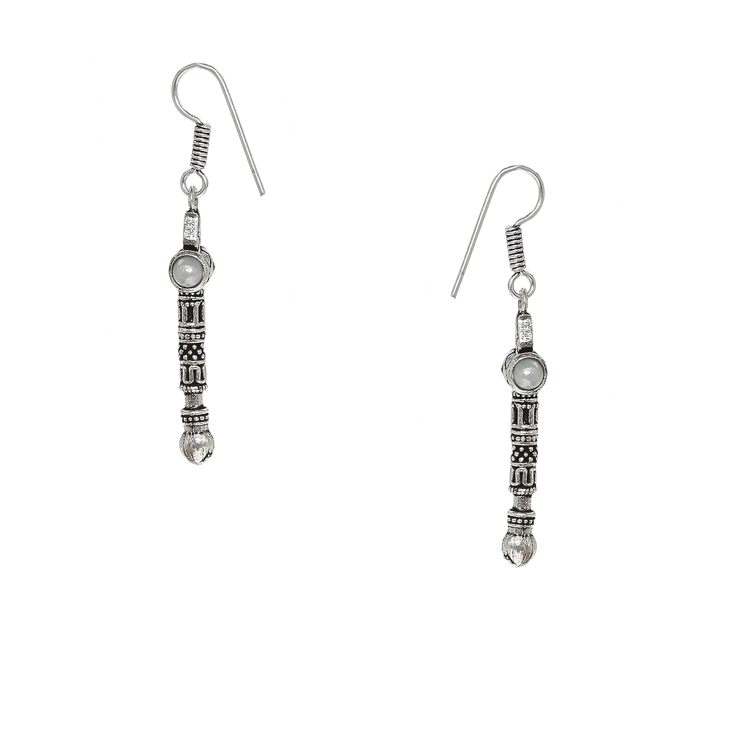 El Regalo Rudraksha Trishul Damroo Designer Earring/Oxidized Lord Shiva Trident Rudraksha earrings (With Pearls)
