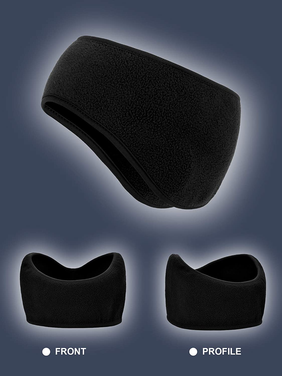 El Regalo 2 PCs Fleece Ear Warmers Headband Winter Ear Muffs for Men Women Kids in Cold Weather, Running Yoga Skiing Riding Bike Ear Cover (Navy Blue & Grey)