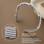 El Regalo Stretchable Foldable Pearl Headband for Women & Girls - Elegant Anti-Slip Hairband for Long & Short Hair, Portable Retractable Hair Accessory for Travel & Everyday Wear (Grey, One Size)