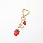 El Regalo Beautiful Strawberries Flower Bag Charm, Cute Strawberry Charm for Purse Handbag, Strawberry Keychain Accessories for Girls & Women