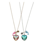 El Regalo 2 PCs Cute Best Friend BFF Mermaid Scales Heart Pendant Necklaces Set for Kids/Girls/Besties/Soul Sisters