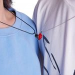 El Regalo Unisex Valentines Day Gift - 2 Pcs Heart Couples Magnetic Necklace for Couples/Besties/Friends - Matching Pendant Friendship Distance Magnetic Love Heart Jewelry (Red & Gun Black)