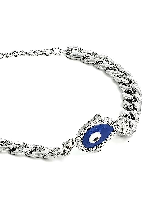 El Regalo Unisex-Adult 2 Pcs Designer Evil Eye Couple Rakhi Set For Bhaiya And Bhabhi- Cz Fancy Evil Eye Rakhi Set- Brother, Sister-In-Law Rakhi Combo With Roli Chawal (Combo-1)