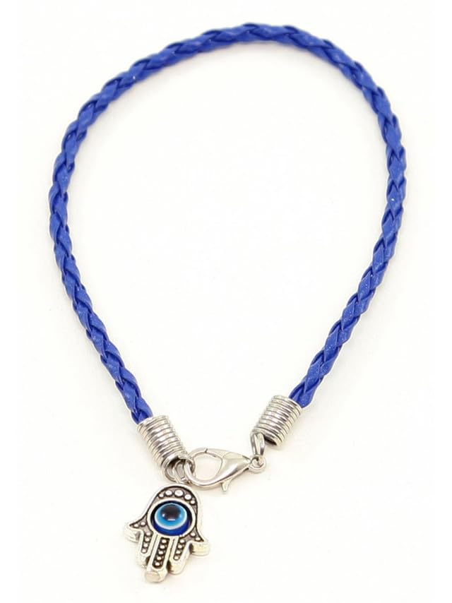 El Regalo 10 PCs Evil Eye Hamsa Hand Rakhi Combo - Evil Eye Rakhi Set for Brother with Roli Chawal - 10 Lucky Kabbalah Blue Turkish Evil Eye Rakhi for Bhaiya/Bhai/Brother/Nephew (Dark Blue)
