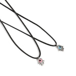 El Regalo 2PCs Evil Eye Hamsa Hand Pendant Necklaces Set for All- Kids, Girls, Boys, Men & Women- Lucky Pink & Blue Evil Eye Hamsa Hand for Best Firends/Couples