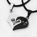 El Regalo 2PCs Stainless Steel Love Heart CZ I Love You Puzzle Matching Couple Pendant Necklaces- Anti Tarnish Best Friend Heart Necklaces for Girls/Boys/Men/Women/Besties (Black & Silver Hearts)