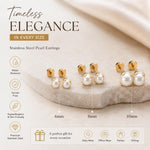 El Regalo Stainless Steel Pearl Stud Earrings Combo for Women & Girls | 3 Pairs Minimal Pearl Earrings Set | Hypoallergenic Gold Plated Round Cartilage Stud Earrings (Style-1)