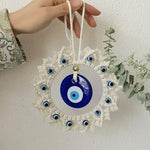 El Regalo Macrame Nazar Battu Wall Hanging with Big Evil Eye Charm | Handmade Bohemian Style Wall Decor for Home & Office | Macrame Evil Eye Protection Hanging (6.3 Inches Diameter)
