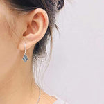 El Regalo 1 Pair Evil Eye Hamsa Hand Dangle Hoop Earrings - Silver, Dainty Blue Evil Eye Small Simple Hypoallergenic Earrings for Girls & Women