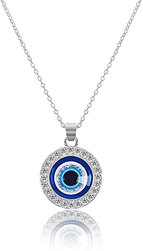 El Regalo Evil Eye Pendant Necklace for Girls & Women | Evil Eye Necklace Third Blue Eyes Amulet Protection Pendant for Girls & Women (Silver)