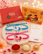 El Regalo 2 Unicorn Rakhis Gift Combo for Littler Brother/Kids beautiful Kids Rakhi Set with 2 Rakhis, shagun & Rakhi Message Card in Gift Box for Brother/Sister/Niece and Nephew (Option-3)