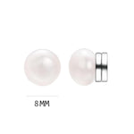 El Regalo 1 Pair Clip-On Magnetic No-Piercing White Pearl Stud Earrings - Fashionable Non-Piercing Magnetic Stud Earrings for Women