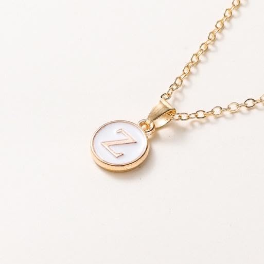 El Regalo Personalized Name Initial Letters Pendant Necklace-Enamelled Name Initials Pendant with Stainless Steel Chain (Z)