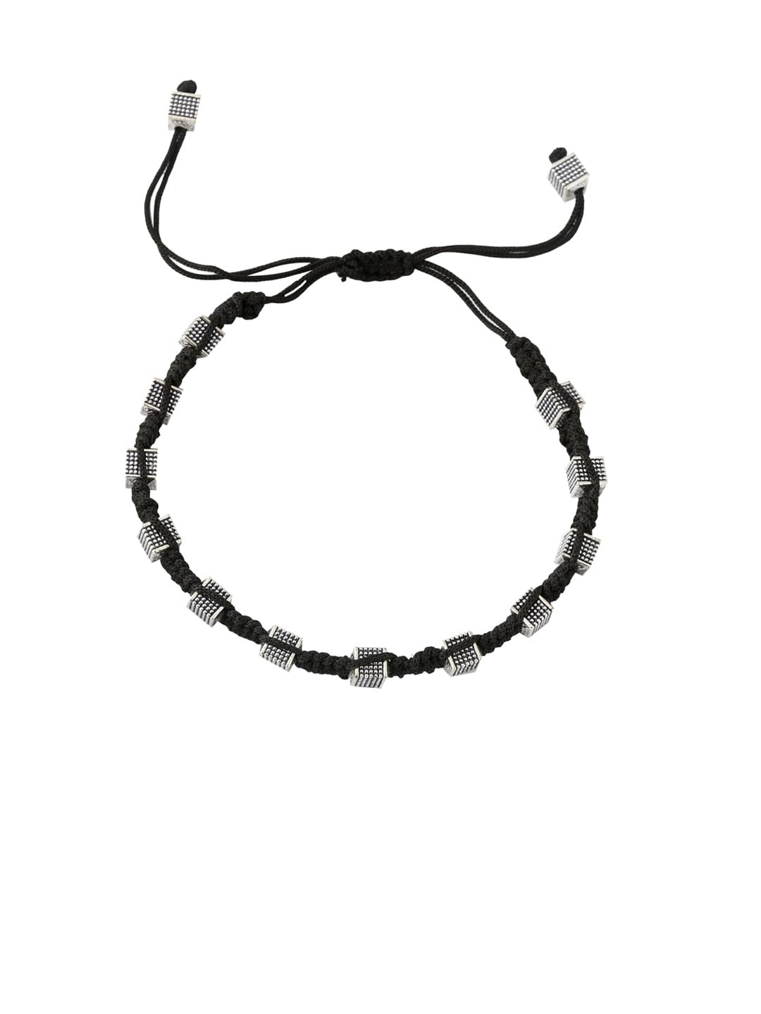 El Regalo Womens Silver-Plated & Black Thread Anklet