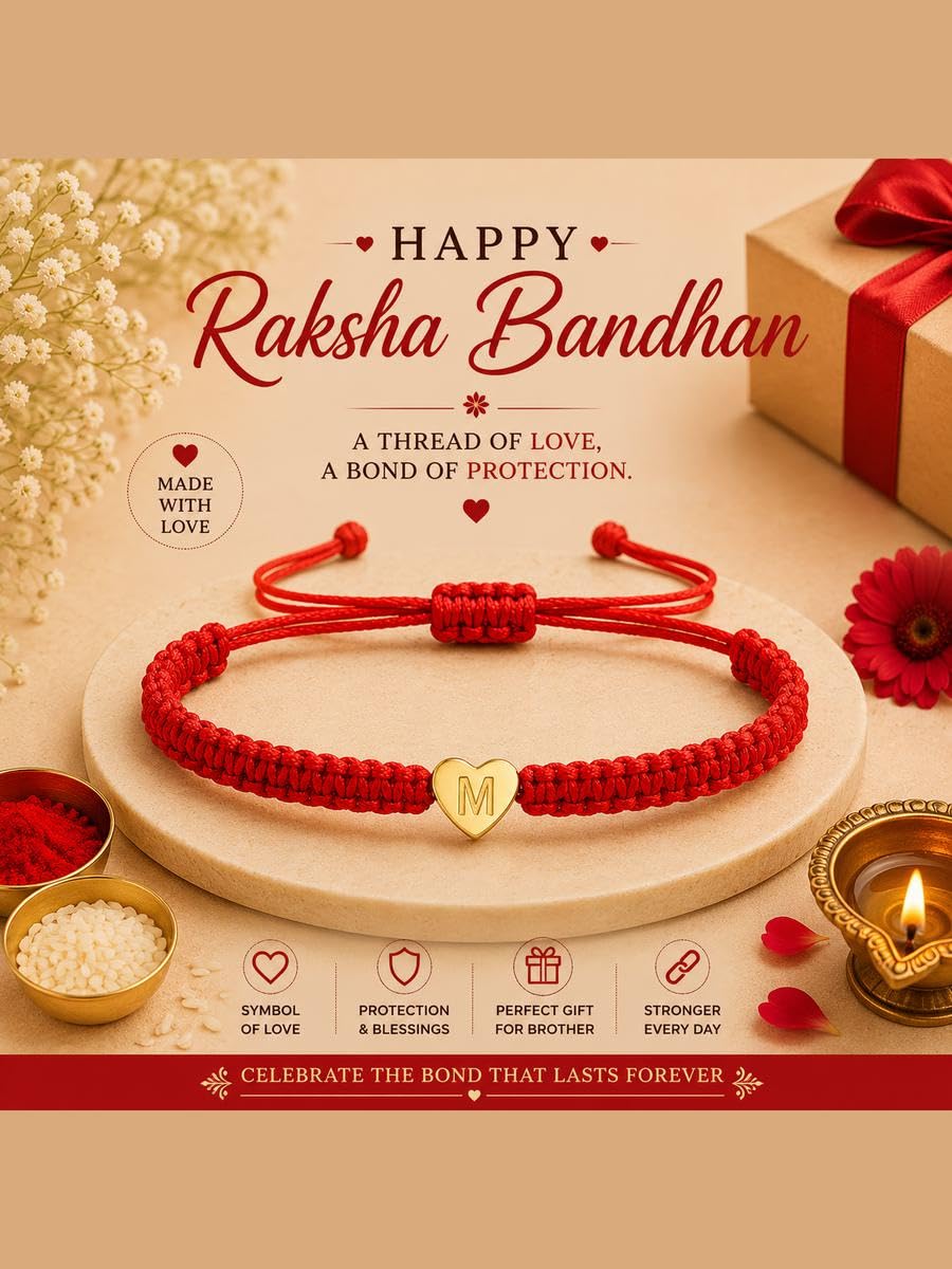 El Regalo Red Ethnic Rakhi Dori Unisex Rakhi-Adults - M letter