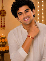 El Regalo Red Ethnic Rakhi Dori Unisex Rakhi-Adults - U letter
