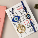 El Regalo 2 PCs OM Evil Eye Couple Rakhi Set for Bhaiya and Bhabhi- Bhaiya Bhabhi Luma Rakhi Set- Brother/Bhabhi Rakhi Combo