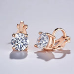 El Regalo Cute & Small Clip-On Earrings for Women & Girls | Non-Piercing Cute CZ Crystal Clip On Studs (Rose Gold)