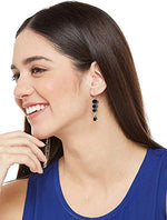 El Regalo Oxidized Silver Plated Vintage Style Stones Statement Party Earrings for Girls & Women (Black)