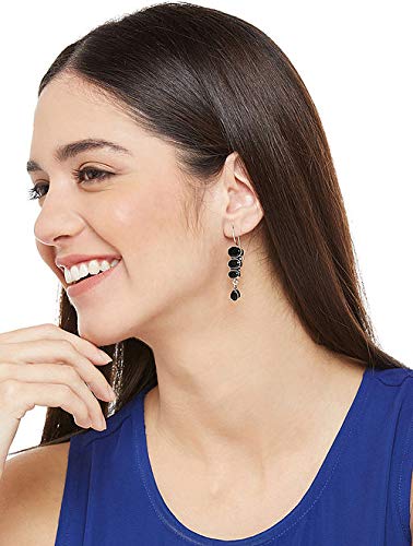 El Regalo Oxidized Silver Plated Vintage Style Stones Statement Party Earrings for Girls & Women (Black)