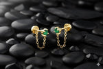 El Regalo Link Chain Earrings- Dangle Geometric Stainless Steel Drop Western Earrings for Women Girls (Golden Link Studs)