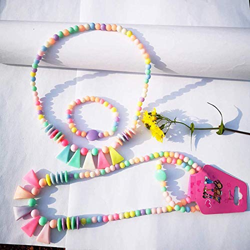 El Regalo Kids/Girls Candy Colors Beads Jewelry Set | Multi Colored Acrylic Beads Necklace & Bracelet Set