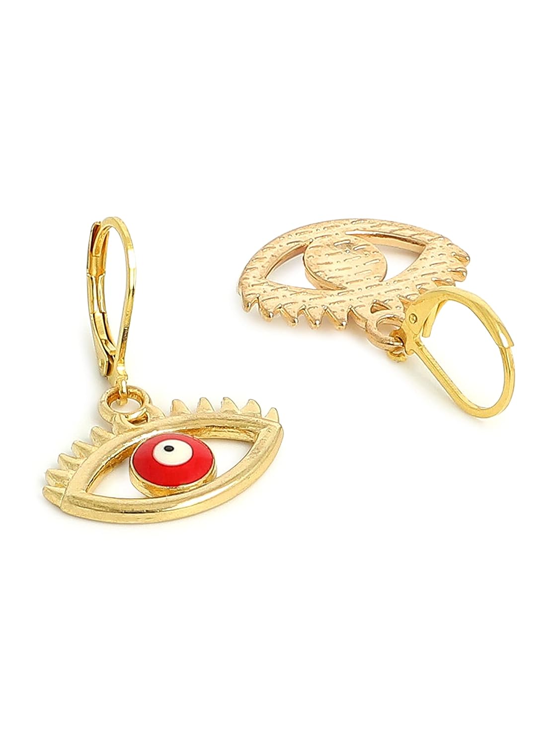 El Regalo 2 Pairs Fashion Evil Eye Enameled Golden Earrings for Girls & Women - Dainty Evil Eye Hypoallergenic Cute Earrings for Girls & Women (Option- 4)