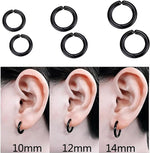 El Regalo 3 Pairs of Unisex Non-Piercing, Clip On Earrings for Girls/Boys/Men/Wome- Surgical Stainless Steel Hypoallergenic Huggie Fake Earrings (Black)