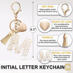 El Regalo Name Initials Letter Heart Charm Keychain - Personalized Resin Initial Keyring with Tassel, Cute & Durable Backpack Charm for Women & Girls (M Letter)