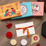 El Regalo 1 PC Moli Rakhi for Bhaiya - Rakshabandhan Moli Charms Rakhi with Message Card & Roli Chawal Shagun in Rakhi Box (Hamsa Hand Moli Rakhi)