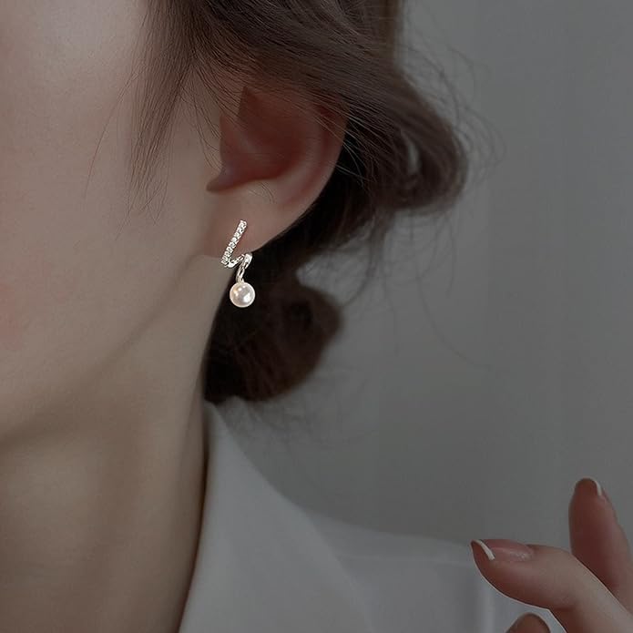 El Regalo Twist Rhinestone Encrusted Pearl Earrings- Fancy Pearl Earrings for Girls & Women
