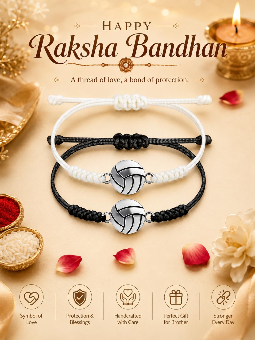 El Regalo 2PC Sports Rakhi for Kids | Sports Ball Bracelet Rakhis Combo Set for Brother/Niece/Nephew- Rakhi for Sports Lovers with Roli-Chawal, Message Card in Rakhi Gift Box (Option-3)