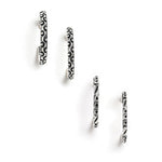 El Regalo 2 Pairs Tribal Oxidized Half Hoop Earrings, Huggie Earrings- Hammered Bohemian Oxidized German Silver Baali Earrings (Option-6)
