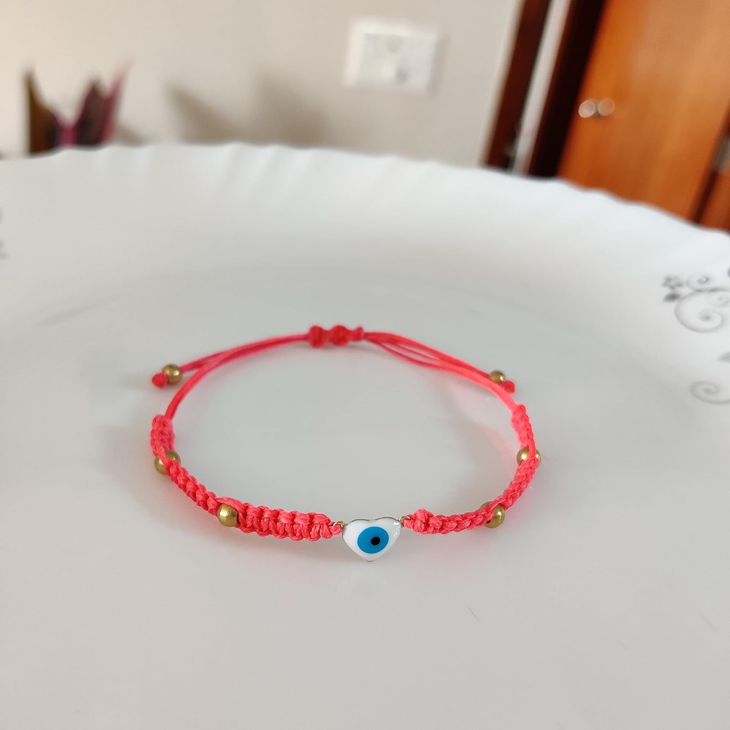 El Regalo Kids Heart Evil Eye Adjustable Bracelet/Anklet for Babies & Kids | Nazaria Baby/Kids Protection Bracelet with Lucky Eye Charms (1PC) (New Born to 13 Years Old Kids) (Silky Pink)