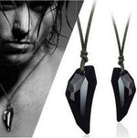 El Regalo Wolf Tooth Austria Crystal Pendant Adjustable Black Cord Unisex Necklace for Women & Men (Grey)