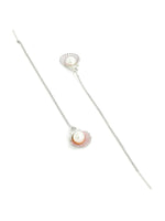 El Regalo 925 Silver Plated Minimalist Long Thin Linear CZ Elegant Threader Dangle Chain Earrings for Girls & Women (Pearl Shell Threader Earrings)