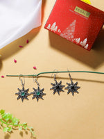 El Regalo Women's & Girl's 2 Pairs Of Contemporary Surya (Sun) Earrings With Natural Stones- Gift For Her (Option-3)