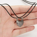 El Regalo 2 Pcs Heart Couples Magnetic Necklace for Couples/Besties/Friends - Black White Matching Pendant Friendship Distance Magnetic Love Heart Jewelry (All Grey) For Unisex Adult
