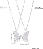 El Regalo 2 PCs Best Friend Butterfly Necklaces for Girls- Matching Butterfly Pendant Necklace Set BFF Friendship Necklace, Dainty Jewelry Gifts for Women Teen Girls (Silver BF Butterfly)