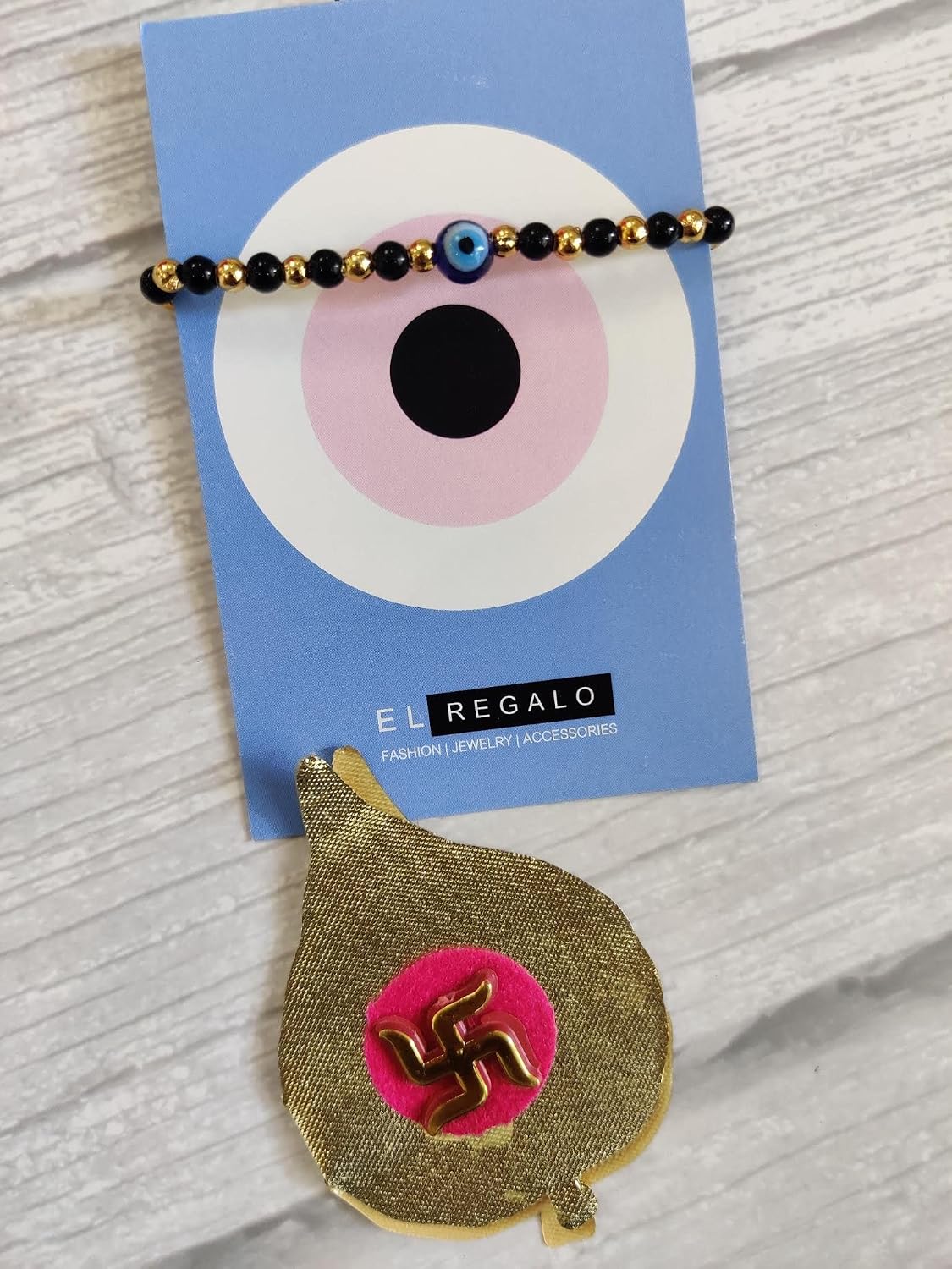 El Regalo Evil Eye Nazaria Rakhi for Babies/Toddler/Kids/Girls & Boys Evil Eye Adjustable Handwoven Nazaria Rakhi for Little Brother/Sister/Niece/Nephew (Evil Eye Nazaria Plain)