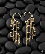 El Regalo Long Tassel Elf Ear Cuff Earrings for Women - Non Piercing Crawler Ear Wrap Bollywood Chandelier Dangle Earrings - Fairy Star & Spike Ear Clips (Stars Tassel)