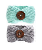 El Regalo 2 PCs Set Woolen Knitting Button Headbands/Turban Head Wrap/Unisex Knitted Hair Band Toddlers & Young Kids (Up to 5 years) for Girls & Boys (Rose Pink & Pink)