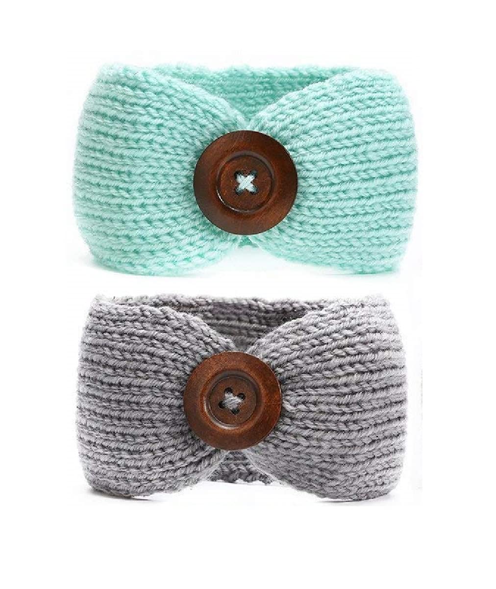 El Regalo 2 PCs Set Woolen Knitting Button Headbands/Turban Head Wrap/Unisex Knitted Hair Band Toddlers & Young Kids (Up to 5 years) for Girls & Boys (Rose Pink & Pink)