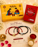 El Regalo 2PCs Auspicious OM Rakhi Set Brothers- Simple & Minimalist OM Bracelet Rakhi with Roli Chawal Shagun, Message Card in Rakhi Gift Box