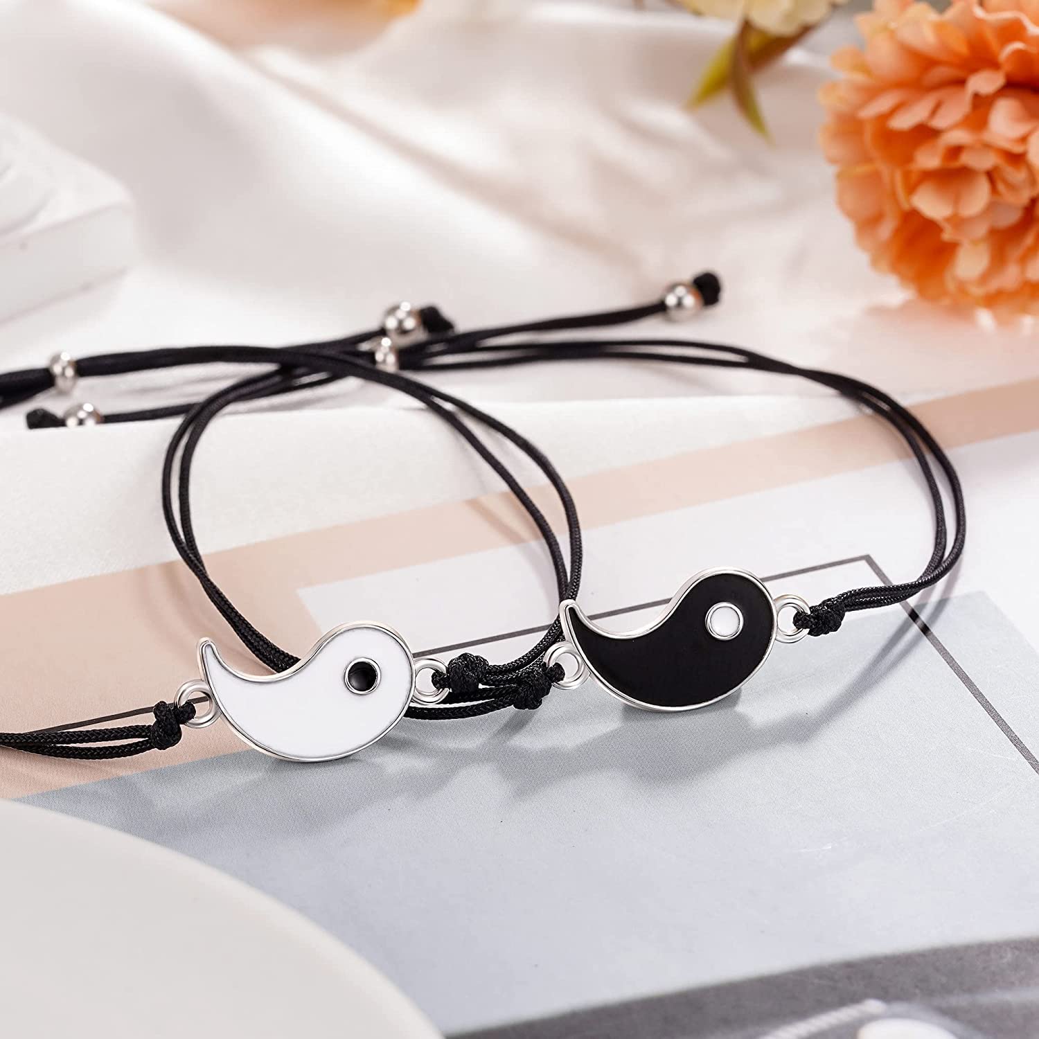 El Regalo Pinky Promise Distance Matching Bracelets for Best Friends, Couples, Family, Women, Men, Teens, Girls & Boys (Yin Yang)