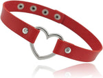 El Regalo Vintage PU Leather Love Heart Choker Necklace for Girls/Women- Western Gothic Punk Collar Choker Necklace (Red)