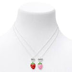 El Regalo Girls 2PCs BFF Best Friend Strawberry Fruits Pendant Necklaces Set- Cute Pink & Red Strawberry Necklaces Pendant BFF Gifts Necklace Best Friends Necklace
